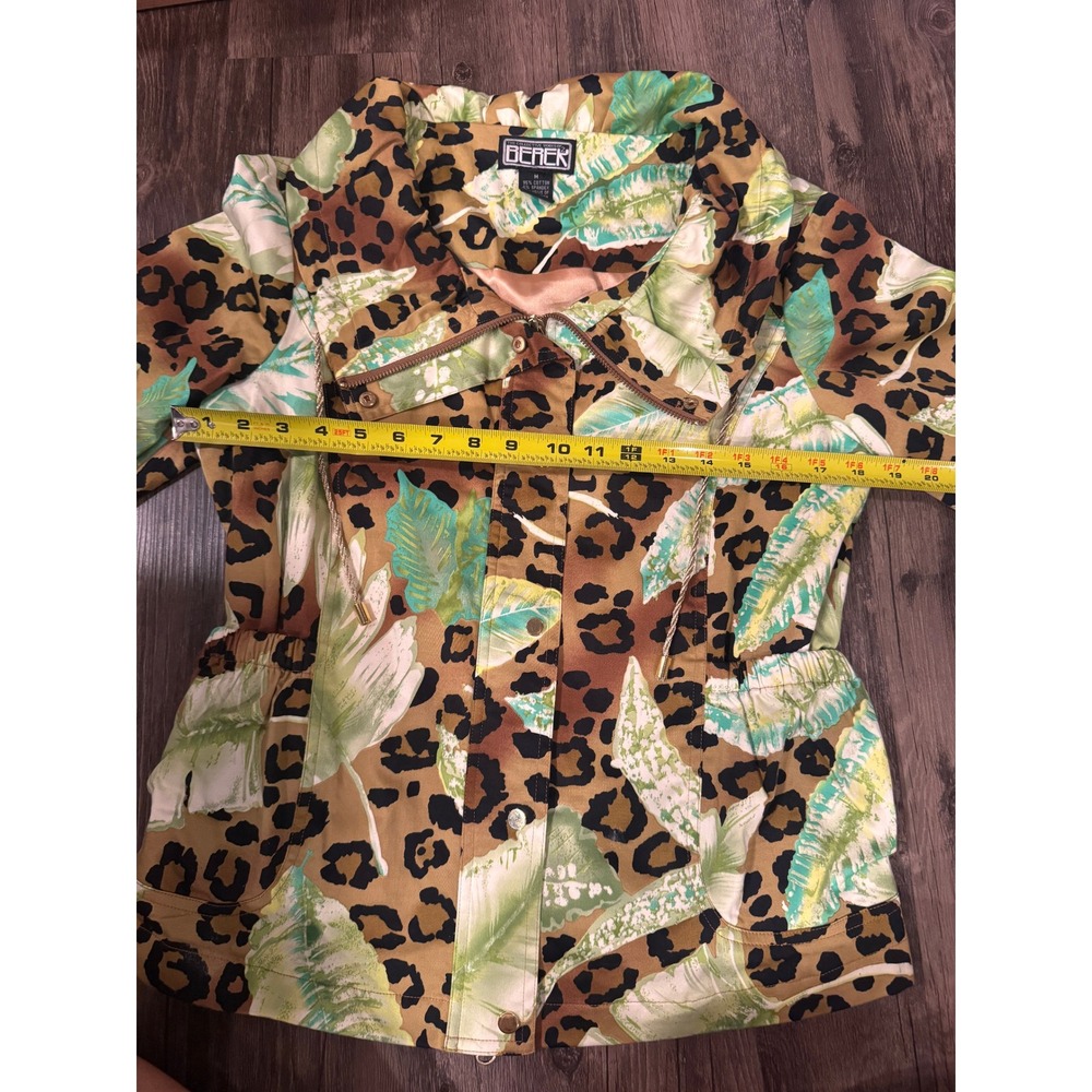 Berek Tropical Leopard Print Utility Jacket Gold Hardware Mens Medium - Picture 10 of 16